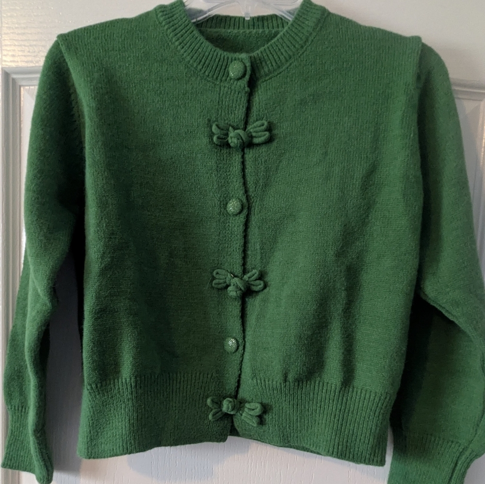 Cute Green Sweater With Bows, M